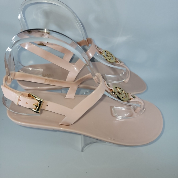 Michael Michael Kors Jelly Sandals Womens 8M Pink Gold Logo Buckle *Read - Picture 13 of 15
